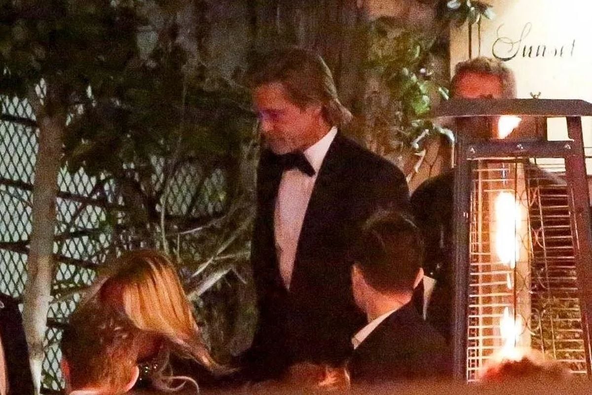 Brad Pitt y Jennifer Aniston en la fiesta de los Golden Globes. (Foto: The Grosby Group)