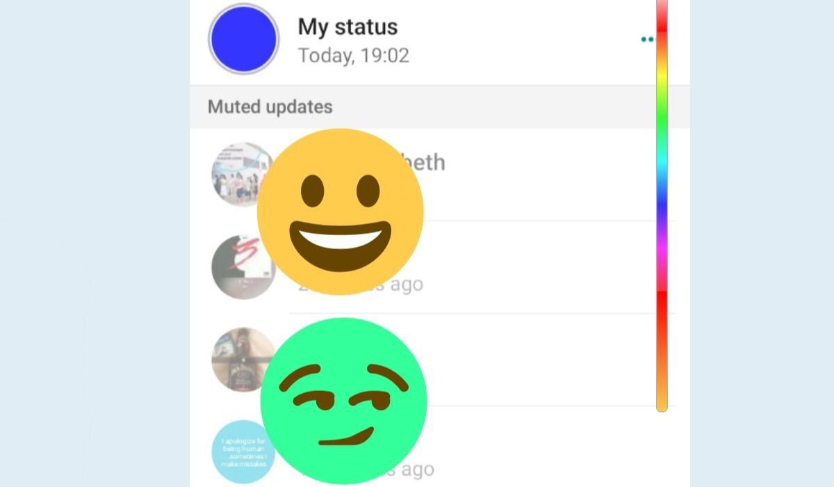 Solo en los dispositivos Android existe la posibilidad de poder cambiar el color de tus emojis en los Estados. (Foto: WhatsApp)